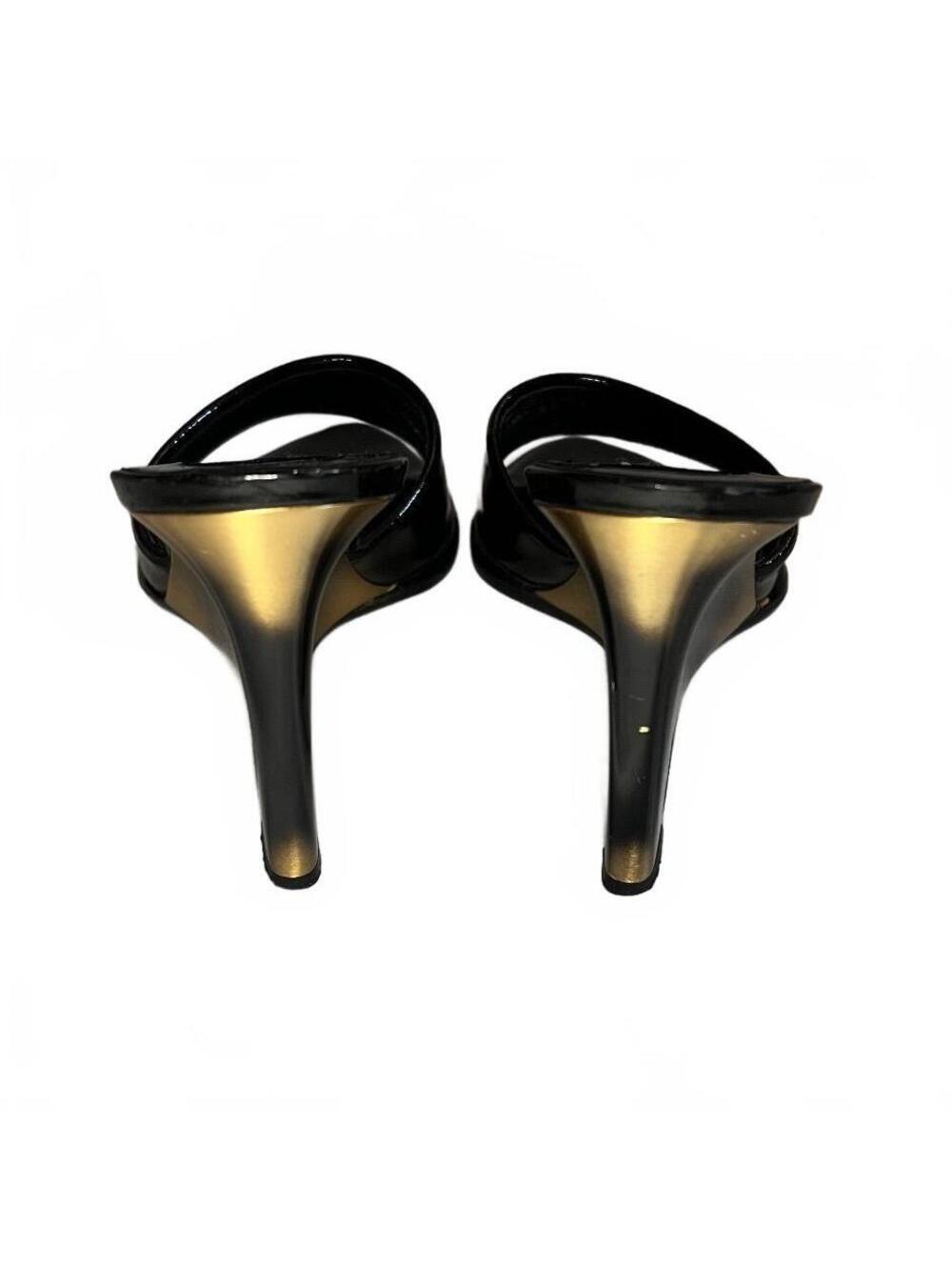 Stuart Weitzman Black Patent Leather Wedge Sandals 7.5/8 - Picture 4 of 5